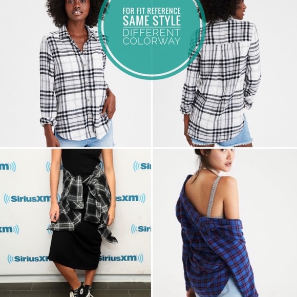 AEO Soft Plaid Flannel Boyfriend Fit Turquoise Rust Button Down Shirt - Size XS - Picture 14 of 14